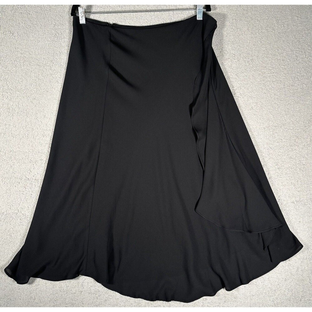 NWT DKNY Midi Length Master Pieces‎ Skirt Women’s Size 14 Black Ruffle MSRP $89